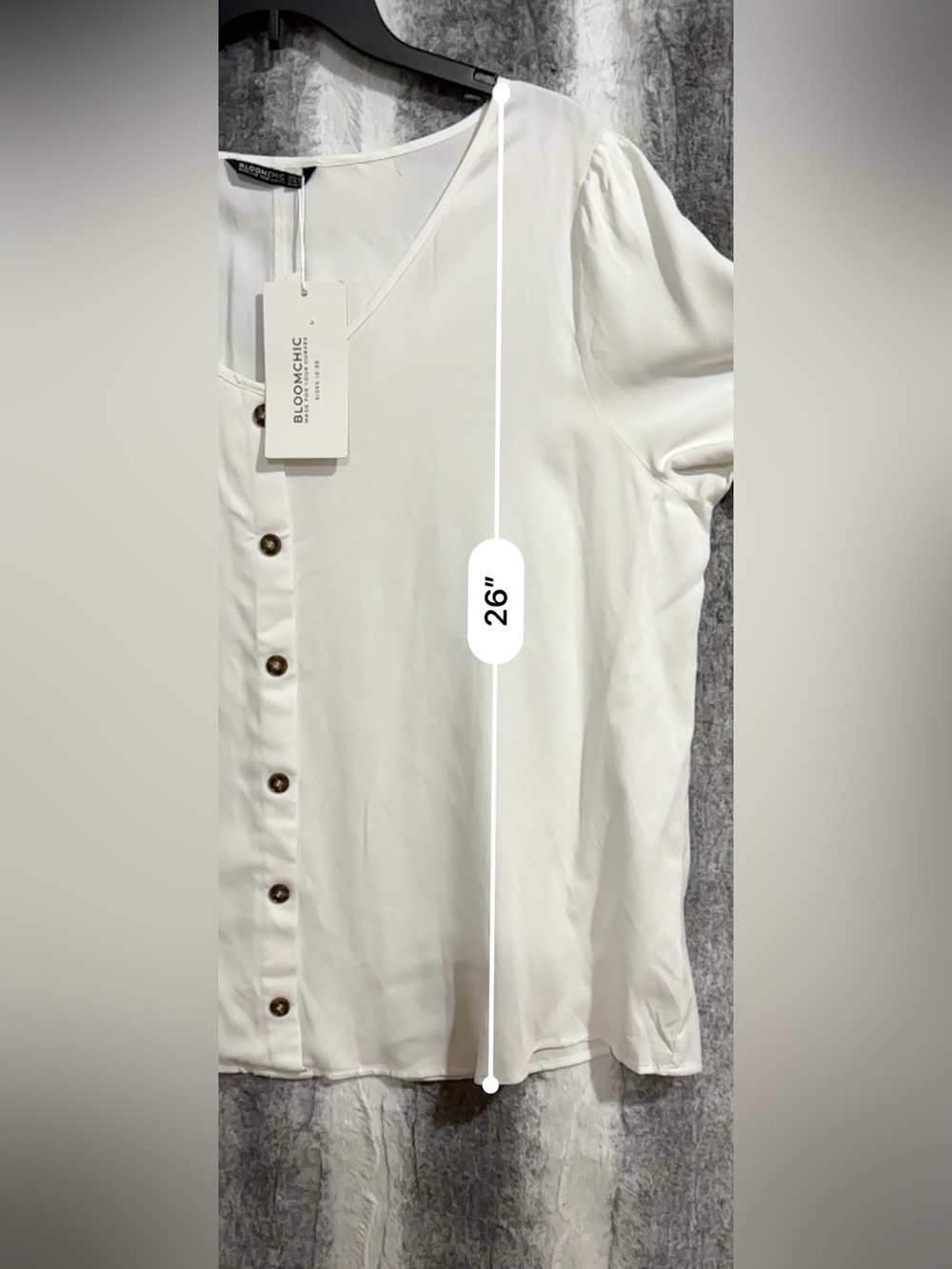 BloomChic White Button-Front Blouse with Lace Sleeve Trim size 1X (14-16) - Picture 4 of 12